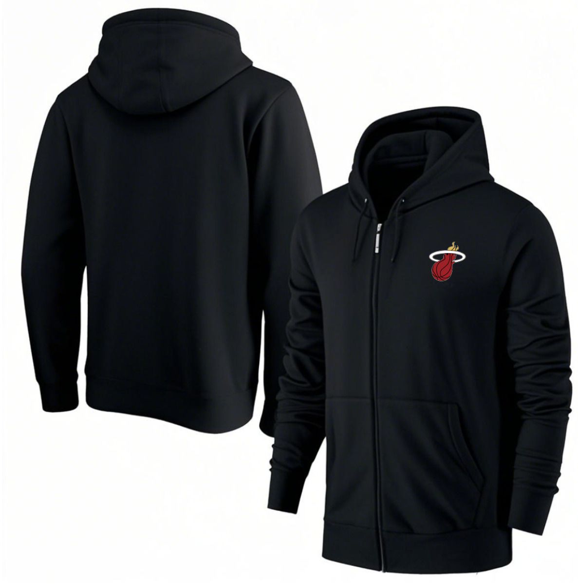 Men Miami Heat Black Zipper hoodie 2025 NBA Jersey style 1